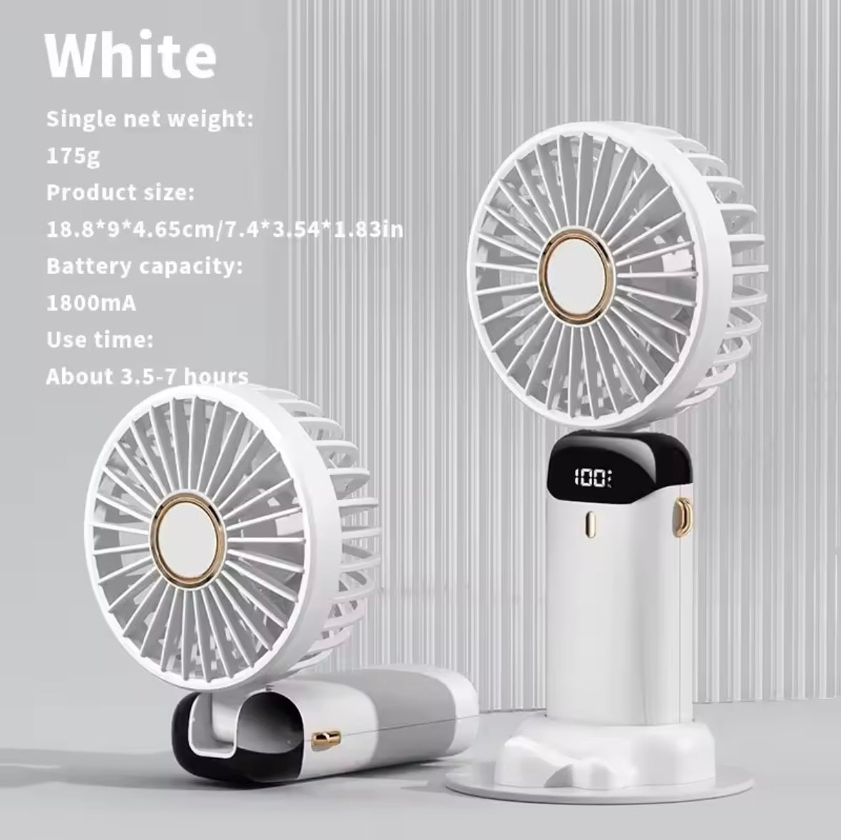 Foldable Mini Fan with Phone Stand & Screen