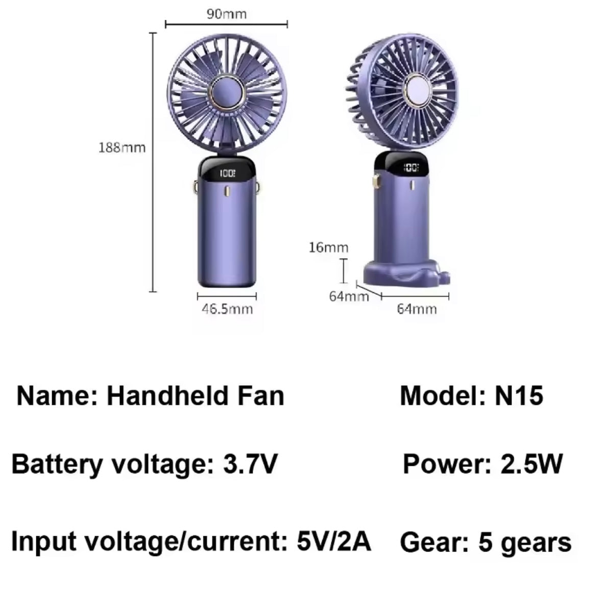 Foldable Mini Fan with Phone Stand & Screen