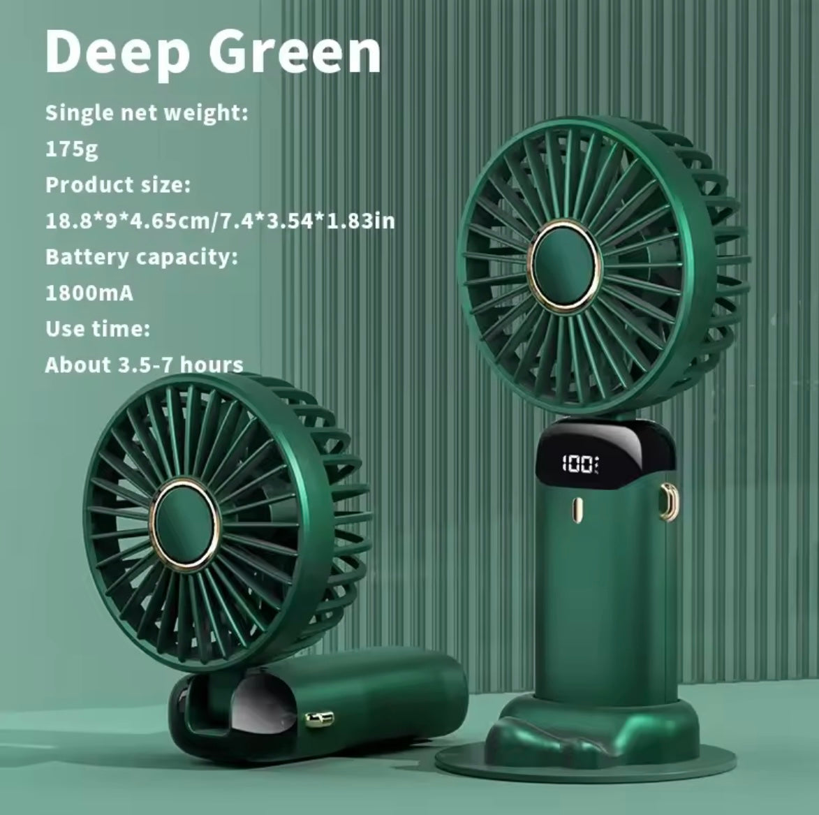 Foldable Mini Fan with Phone Stand & Screen