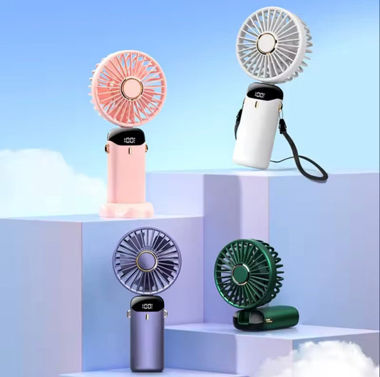 Foldable Mini Fan with Phone Stand & Screen