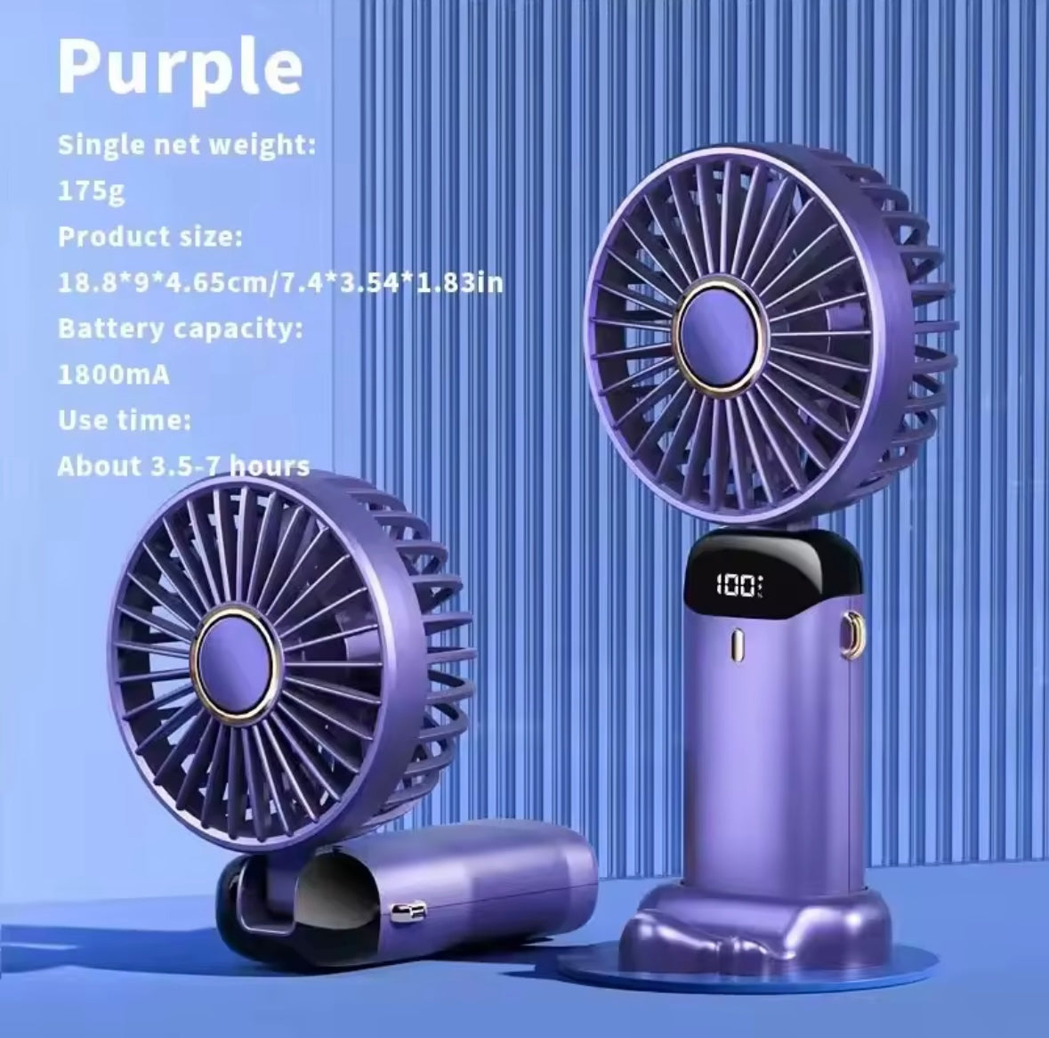 Foldable Mini Fan with Phone Stand & Screen