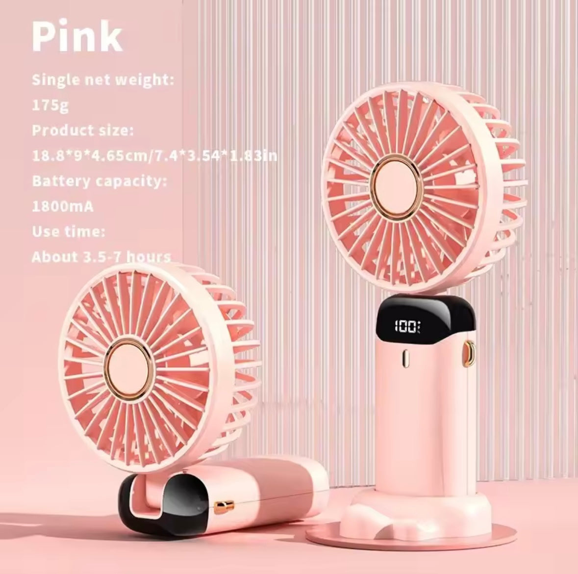 Foldable Mini Fan with Phone Stand & Screen